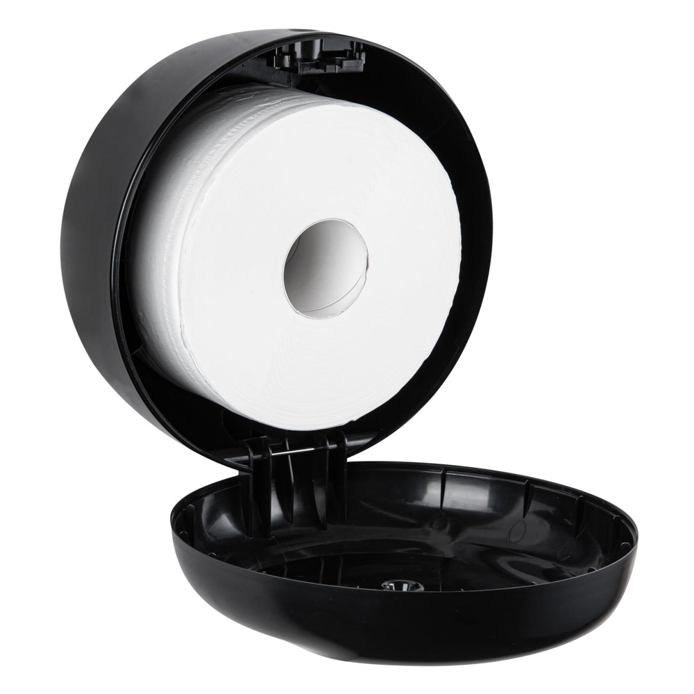 Clean Tek Professional Black Plastic 7 3/4" Center Pull Paper Towel Dispenser - 10 3/4" x 6 1/4" x 10 3/4" - 1 count box