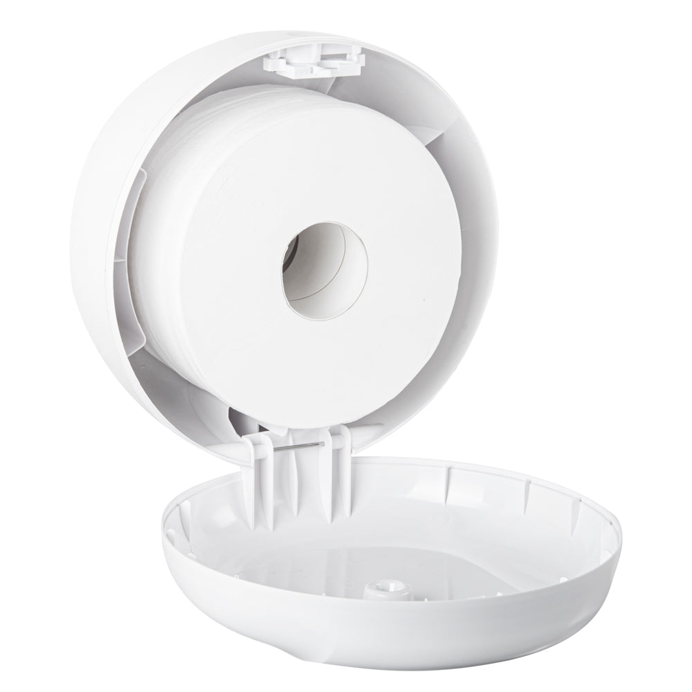 Clean Tek Professional White Plastic 7 3/4" Center Pull Paper Towel Dispenser - 10 3/4" x 10 3/4" x 6 1/4" - 1 count box
