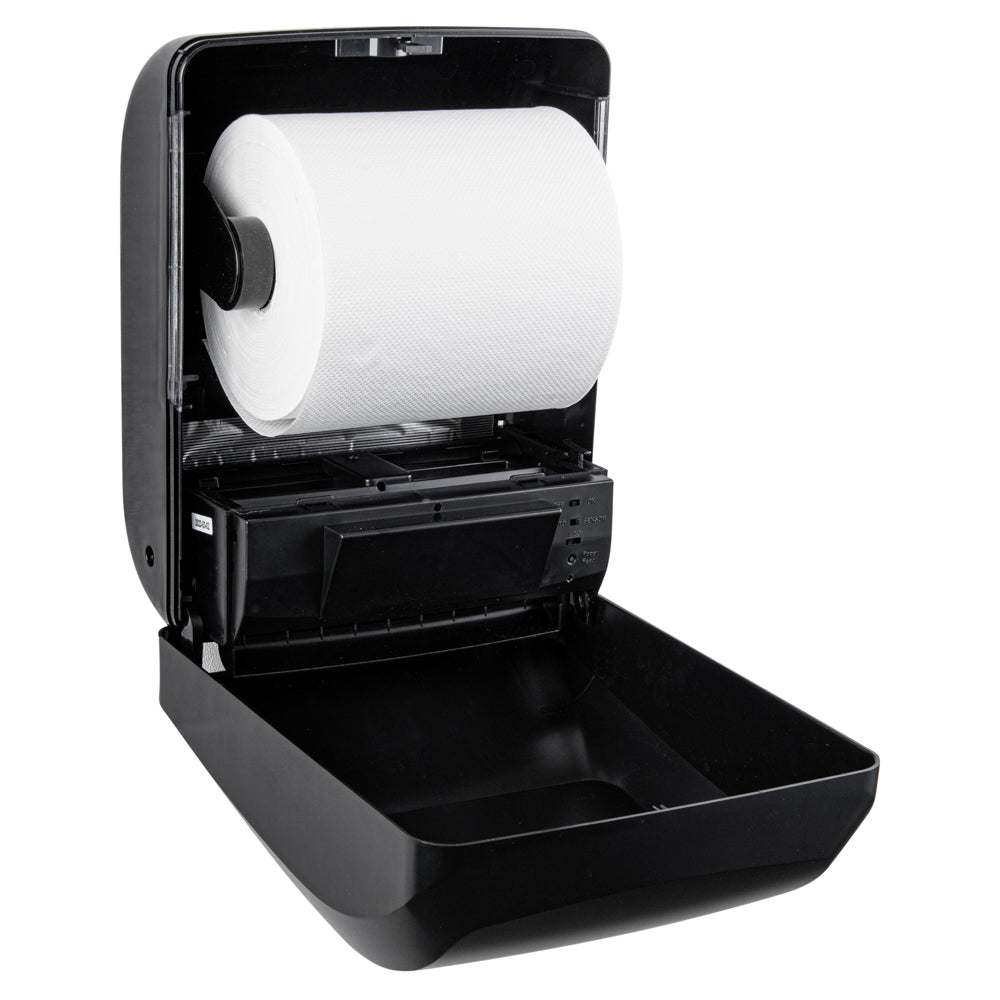 Clean Tek Professional Black Plastic 8" Automatic Paper Towel Roll Dispenser - 12" x 8 3/4" x 15 1/2" - 1 count box