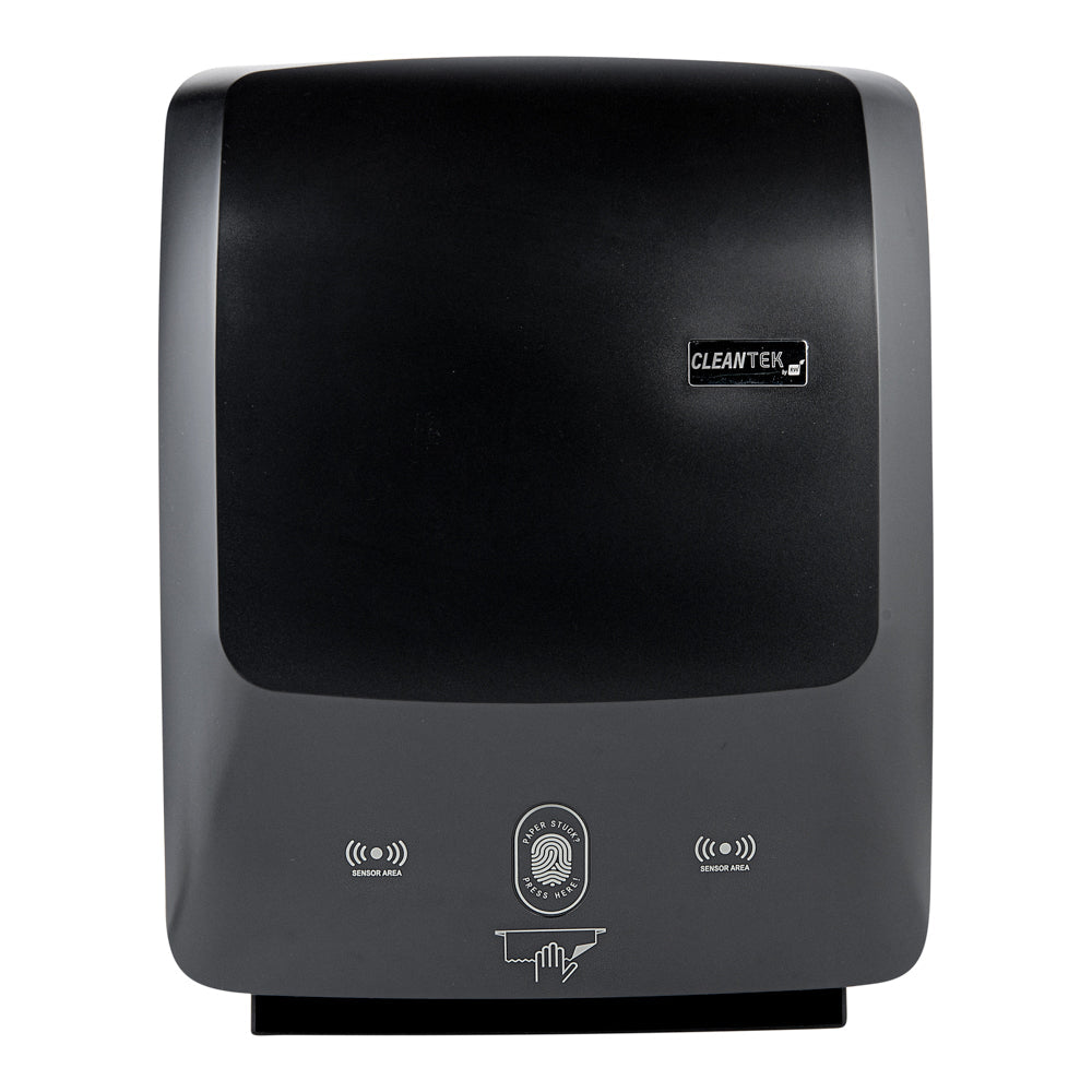 Clean Tek Professional Black Plastic 8" Automatic Paper Towel Roll Dispenser - 12" x 8 3/4" x 15 1/2" - 1 count box