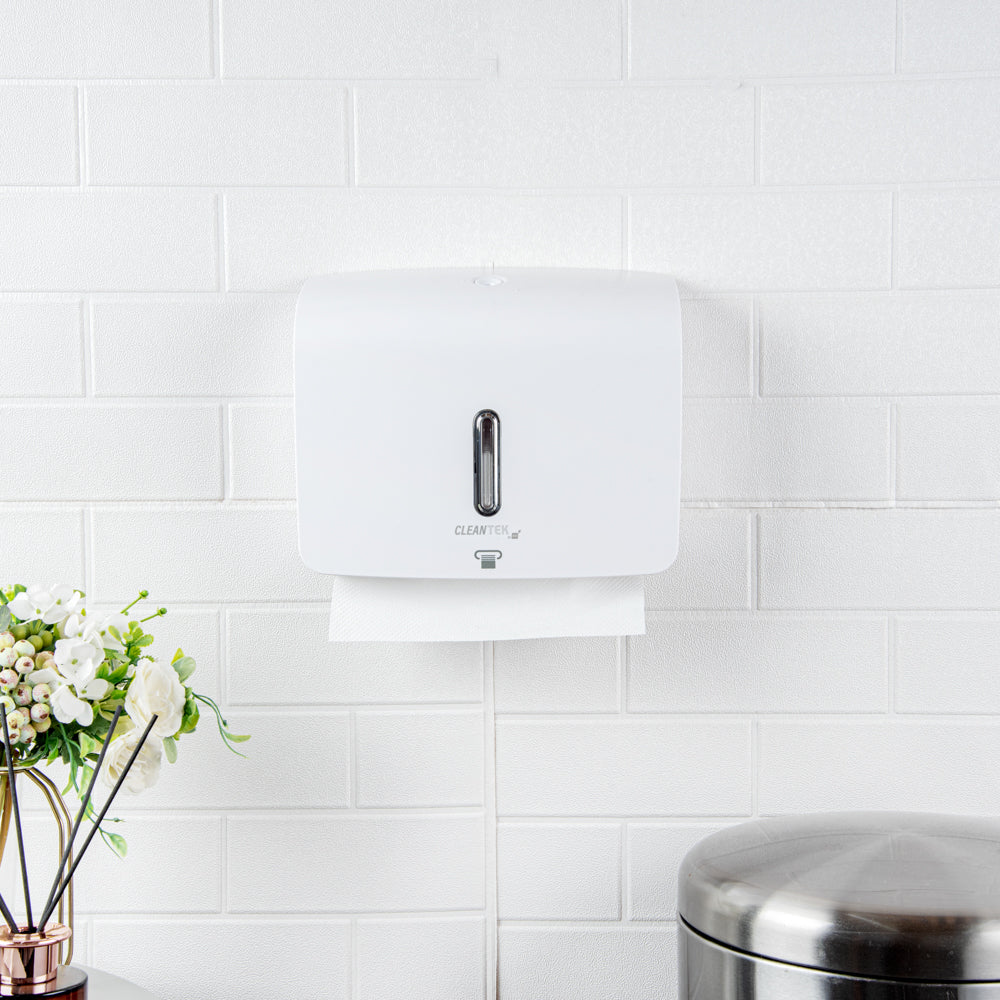 Clean Tek Professional White Plastic M-Fold Paper Towel Dispenser - 10 3/4" x 3 1/2" x 8 3/4" - 1 count box