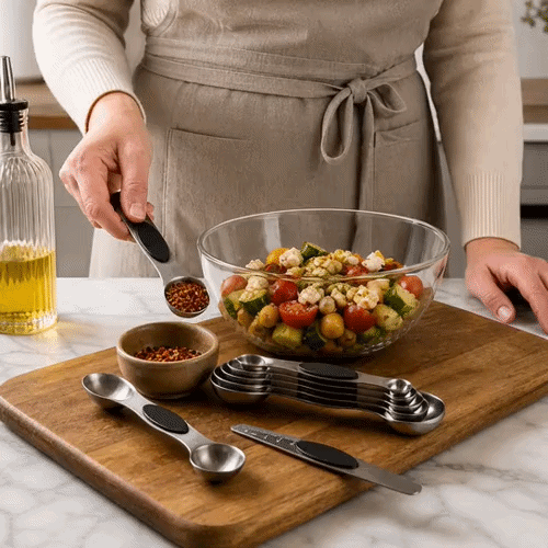 Met Lux Black Stainless Steel Measuring Spoon Set - 8-Piece, Magnetic - 1 count box
