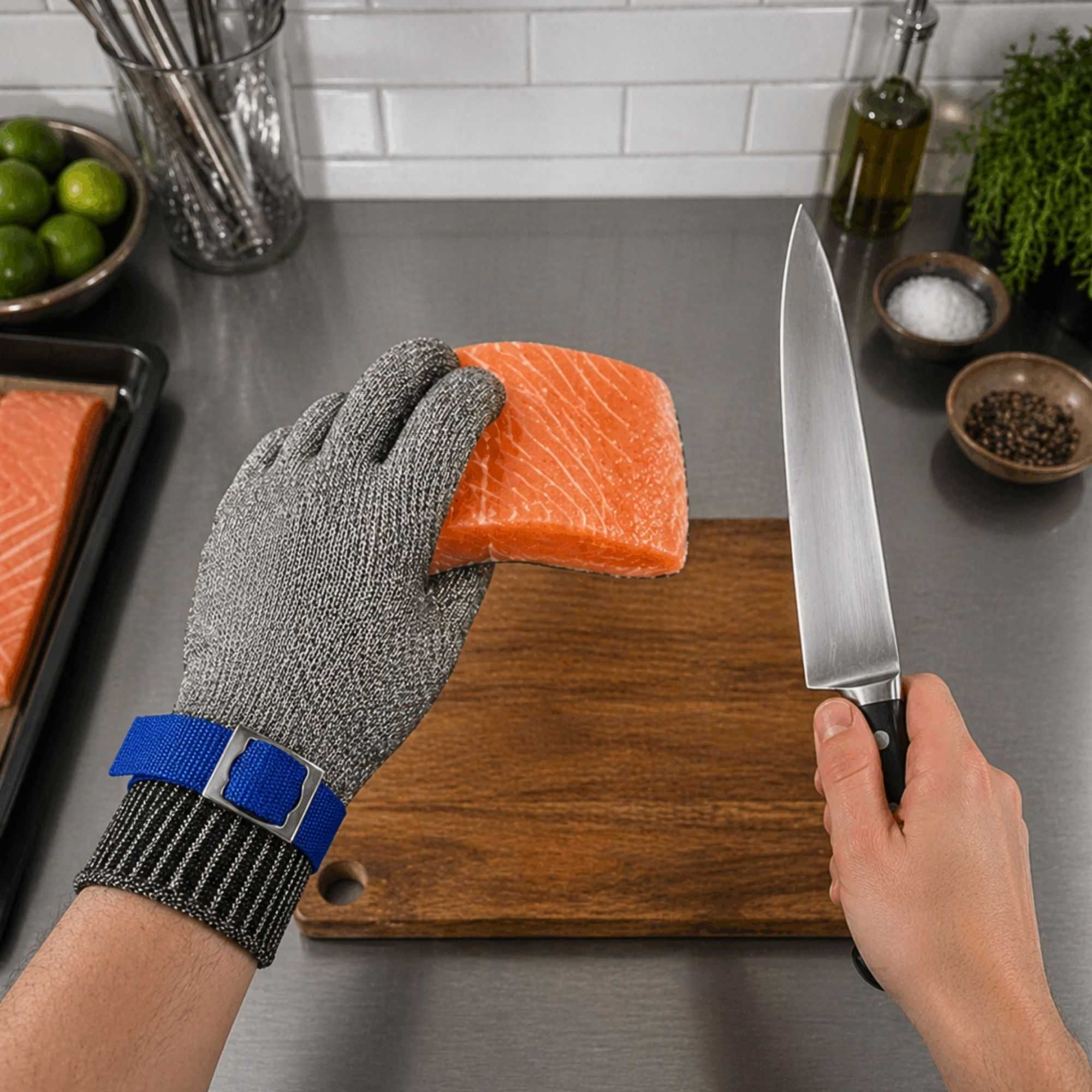 Life Protector Fiber / Stainless Steel Mesh Medium Cut-Resistant Glove - Level 9, Food Safe - 9 1/4" x 4" - 1 count box