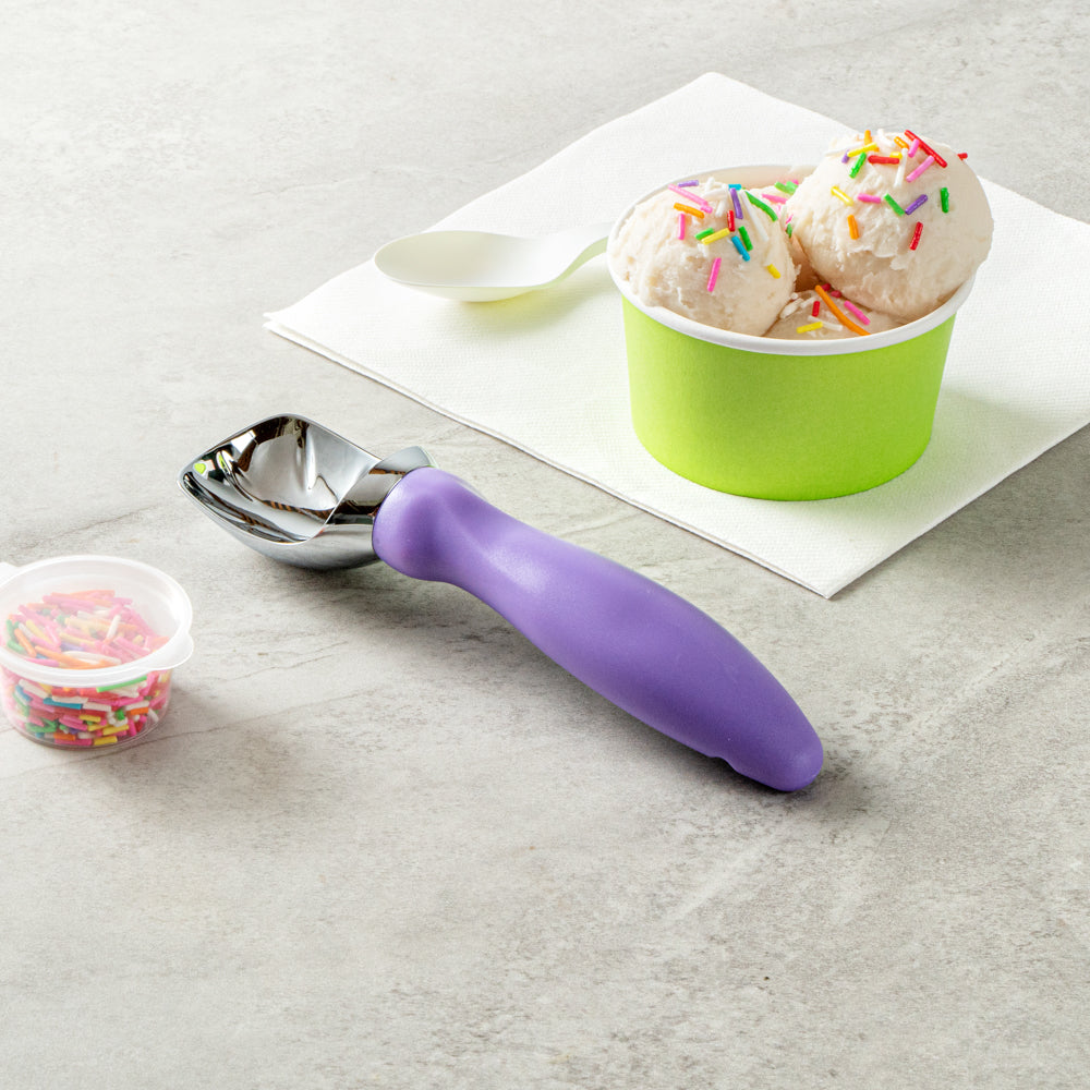 Comfy Grip Purple Metal Ice Cream Scoop - 7 3/4" x 2" x 1 3/4" - 1 count box