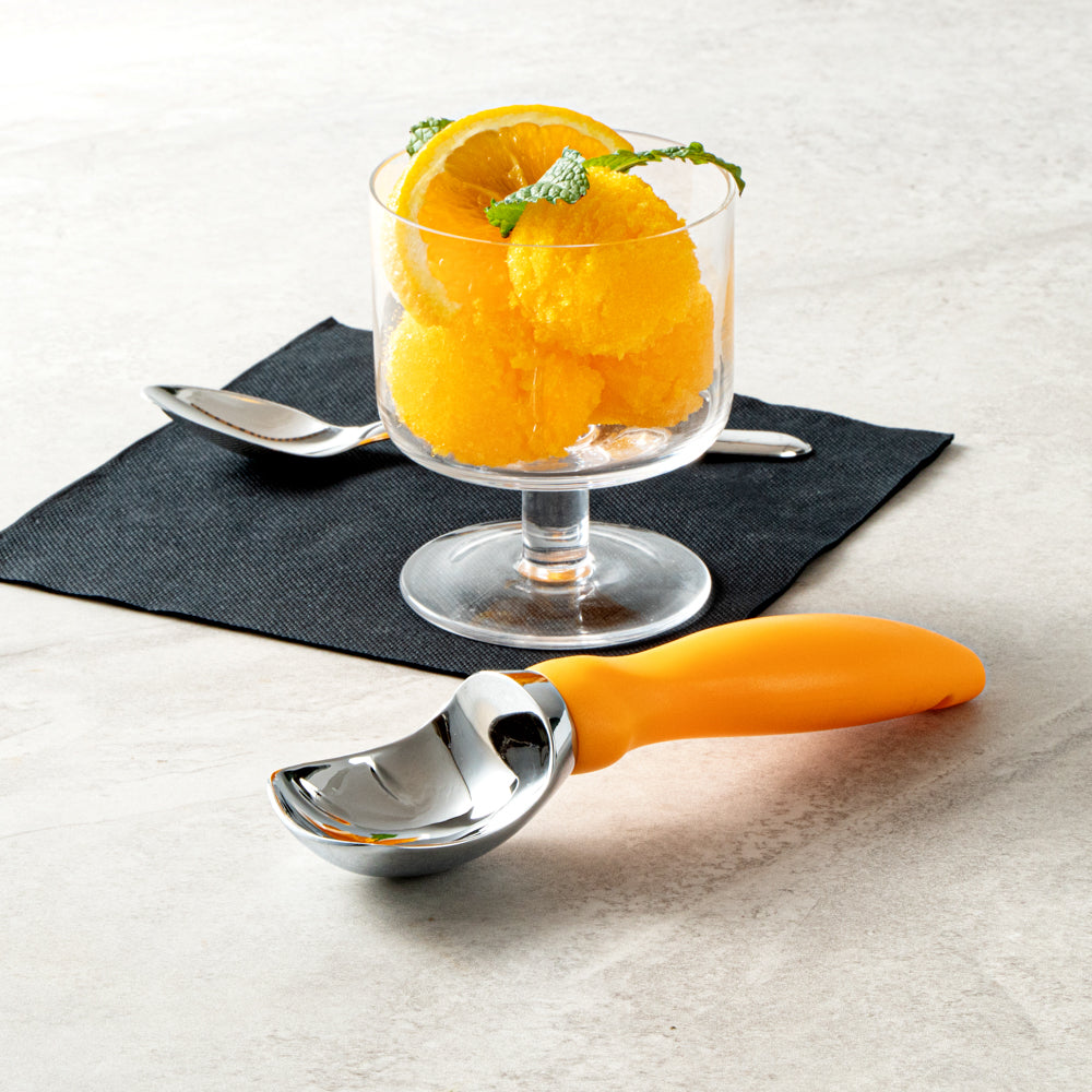 Comfy Grip Tangerine Orange Metal Ice Cream Scoop - 7 3/4" x 2" x 1 3/4" - 1 count box