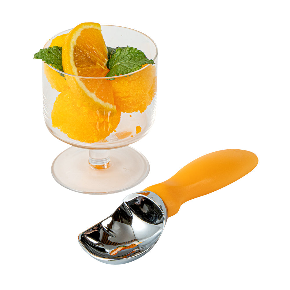 Comfy Grip Tangerine Orange Metal Ice Cream Scoop - 7 3/4" x 2" x 1 3/4" - 1 count box