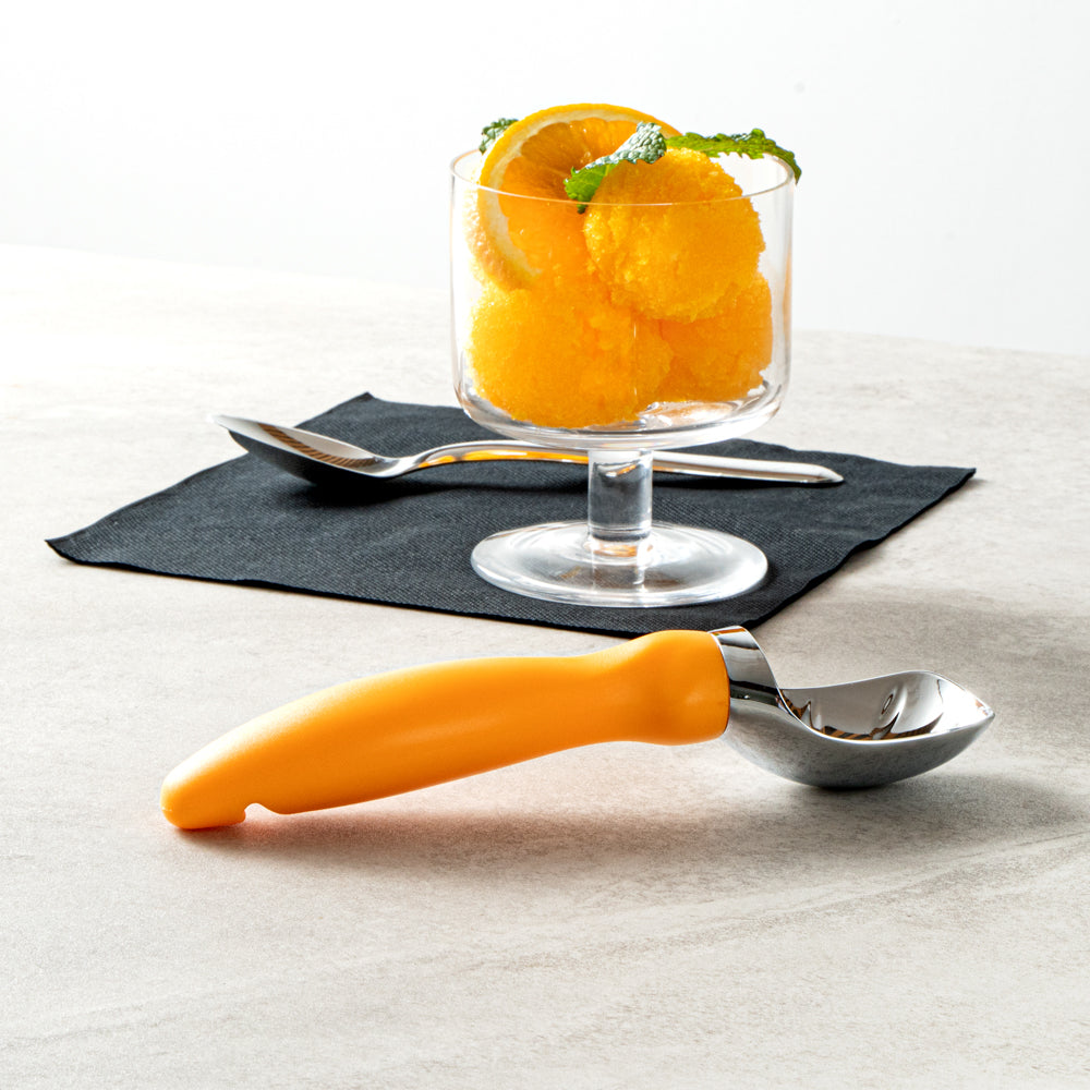 Comfy Grip Tangerine Orange Metal Ice Cream Scoop - 7 3/4" x 2" x 1 3/4" - 1 count box