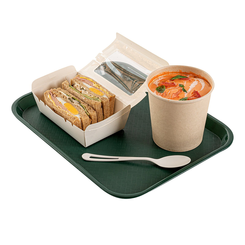 Chef 101 Rectangle Forest Green Plastic Fast Food Tray - 10" x 14" - 50 count box