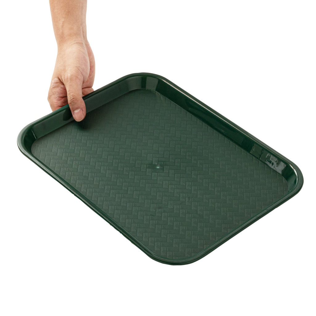 Chef 101 Rectangle Forest Green Plastic Fast Food Tray - 10" x 14" - 50 count box