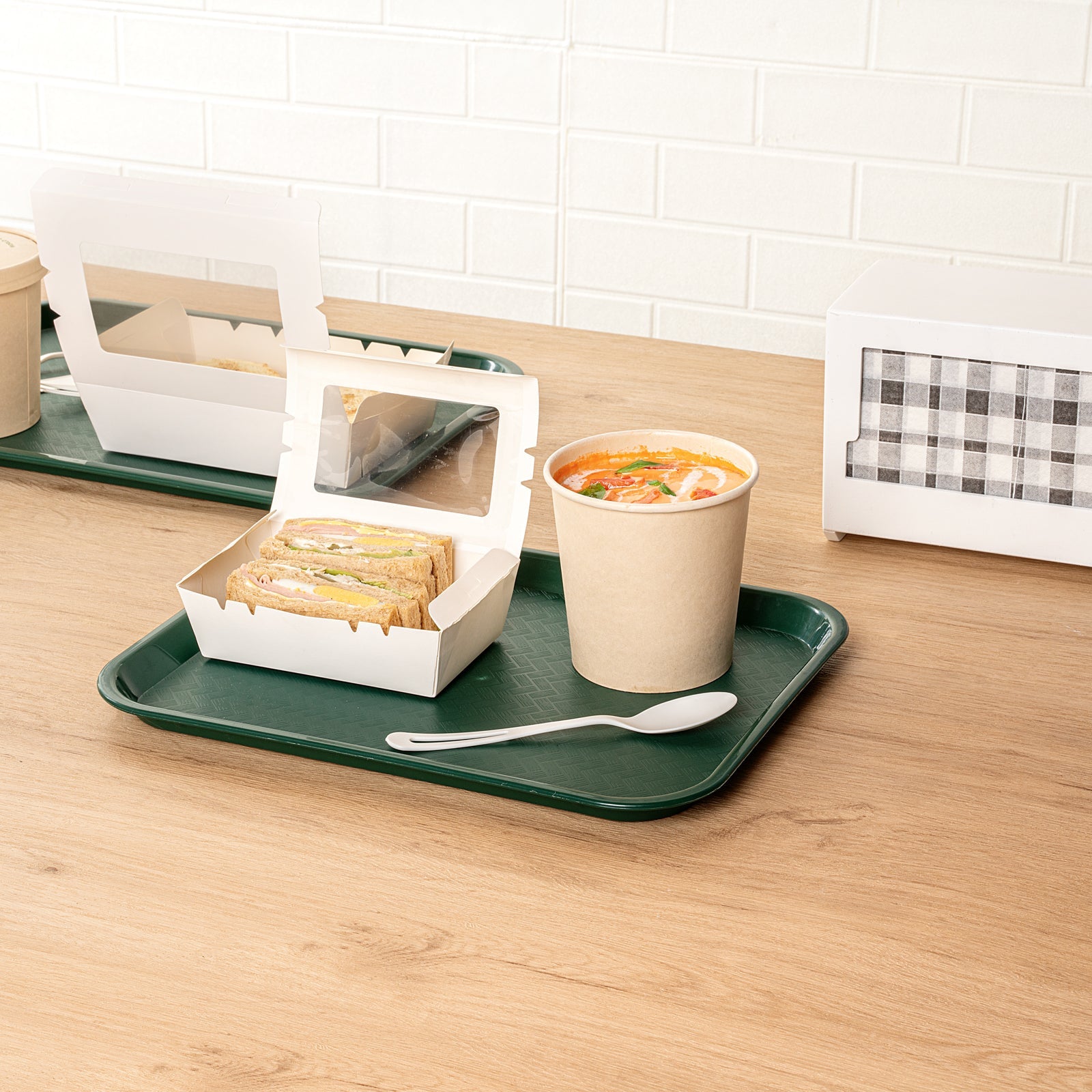 Chef 101 Rectangle Forest Green Plastic Fast Food Tray - 10" x 14" - 50 count box