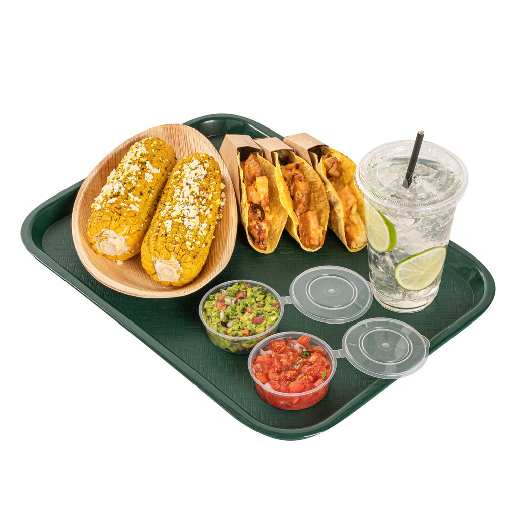 Chef 101 Rectangle Forest Green Plastic Fast Food Tray - 12" x 16" - 10 count box