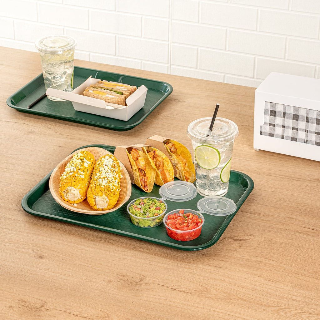 Chef 101 Rectangle Forest Green Plastic Fast Food Tray - 12" x 16" - 50 count box