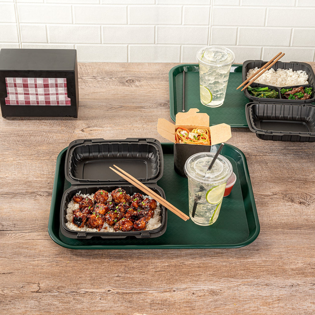 Chef 101 Rectangle Forest Green Plastic Fast Food Tray - 14" x 18" - 10 count box