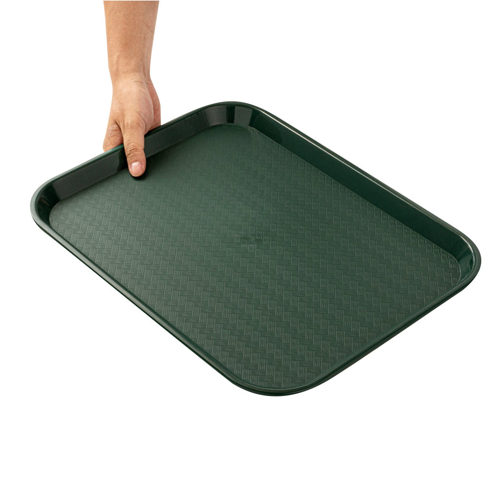 Chef 101 Rectangle Forest Green Plastic Fast Food Tray - 14" x 18" - 10 count box
