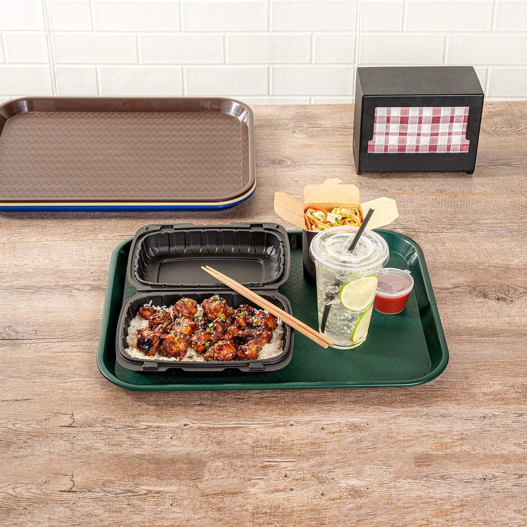 Chef 101 Rectangle Forest Green Plastic Fast Food Tray - 14" x 18" - 50 count box