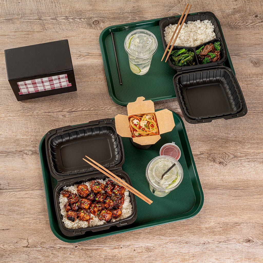 Chef 101 Rectangle Forest Green Plastic Fast Food Tray - 14" x 18" - 50 count box