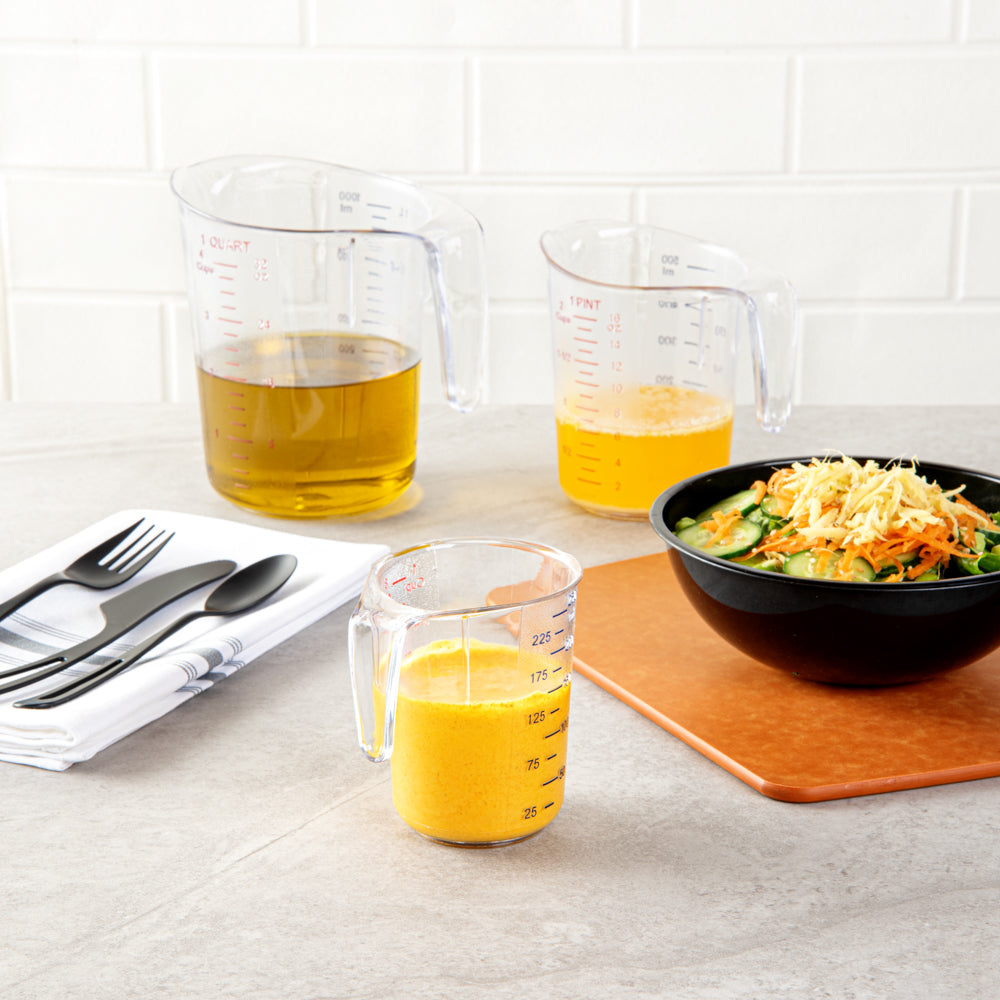 Chef 101 1-cup Clear Plastic Measuring Cup - 3 3/4" x 3" x 3 3/4" - 10 count box