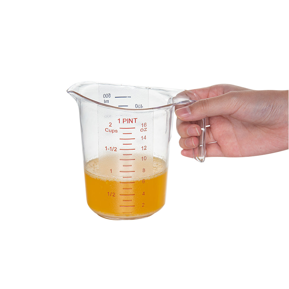 Chef 101 1 pt (2 cups) Clear Plastic Measuring Cup - 5 1/4" x 3 3/4" x 5" - 1 count box