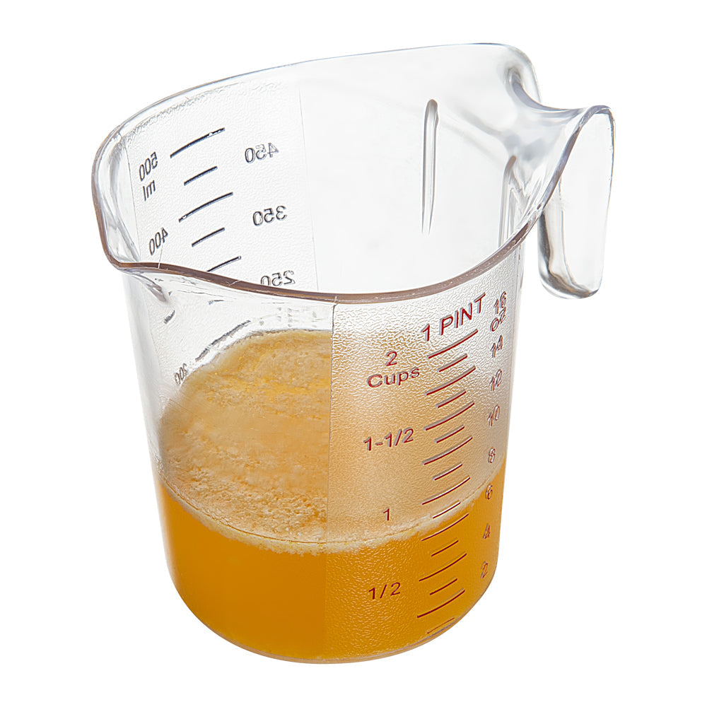 Chef 101 1 pt (2 cups) Clear Plastic Measuring Cup - 5 1/4" x 3 3/4" x 5" - 10 count box