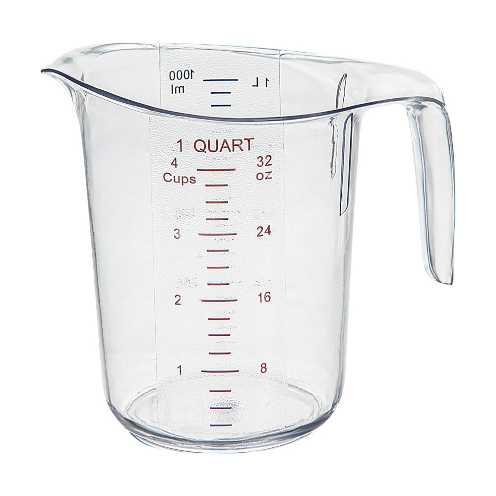 Chef 101 1 qt (4 cups) Clear Plastic Measuring Cup - 6 1/2" x 4 3/4" x 6" - 10 count box