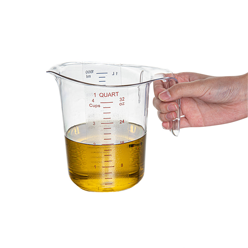 Chef 101 1 qt (4 cups) Clear Plastic Measuring Cup - 6 1/2" x 4 3/4" x 6" - 10 count box