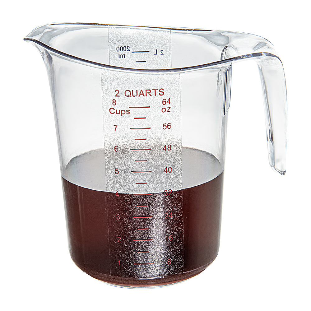 Chef 101 2 qt (8 cups) Clear Plastic Measuring Cup - 7 3/4" x 6" x 7 1/2" - 10 count box