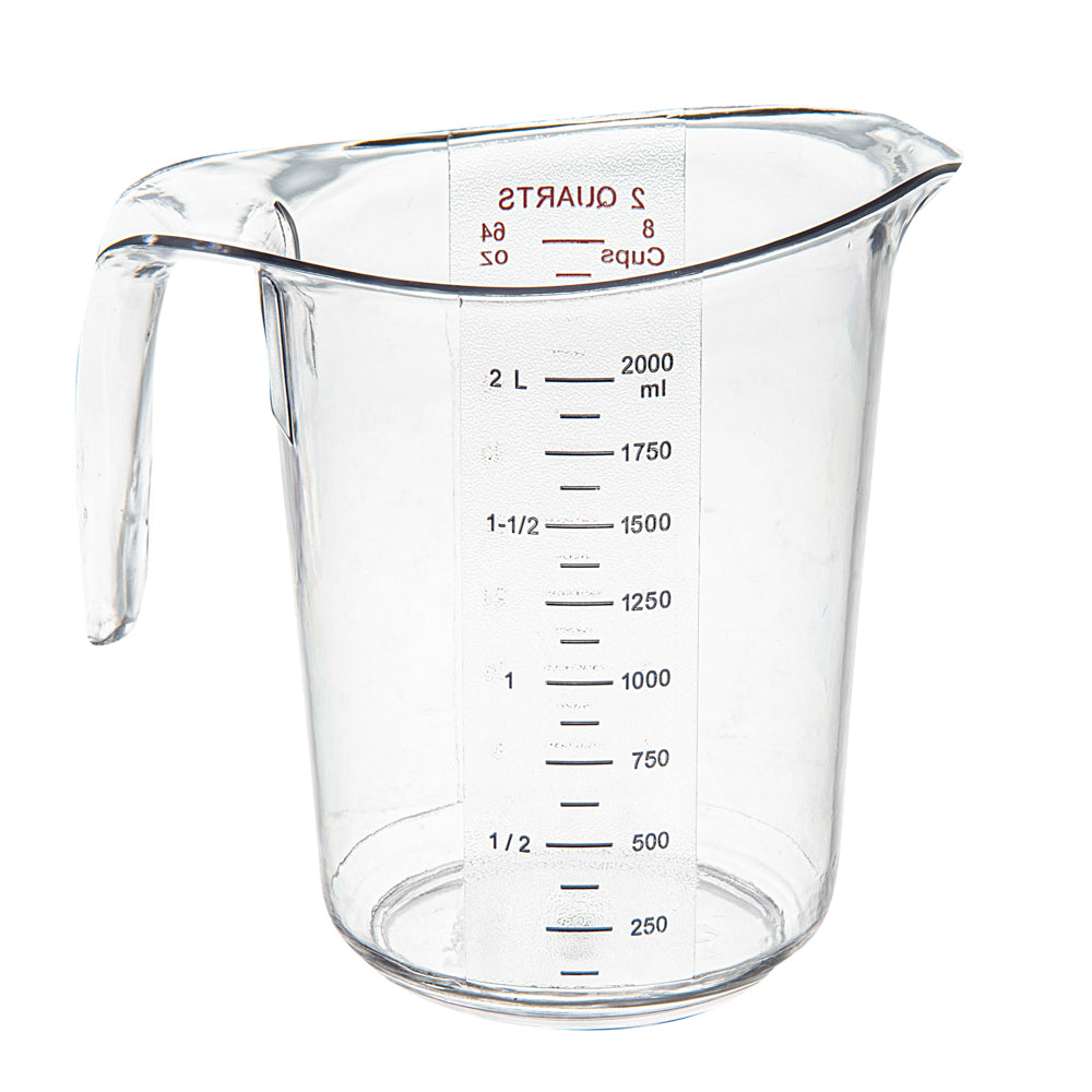 Chef 101 2 qt (8 cups) Clear Plastic Measuring Cup - 7 3/4" x 6" x 7 1/2" - 10 count box