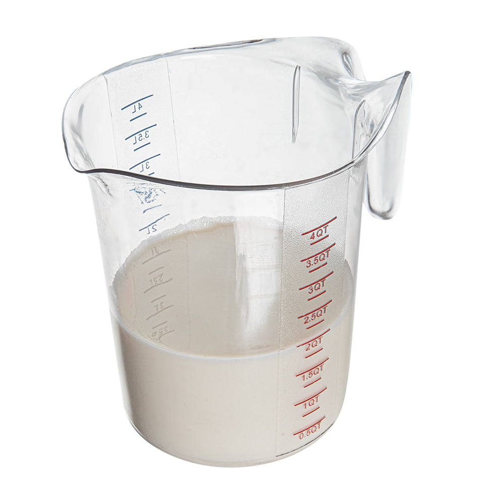 Chef 101 4 qt (16 cups) Clear Plastic Measuring Cup - 9 1/2" x 7 1/4" x 9 1/2" - 1 count box