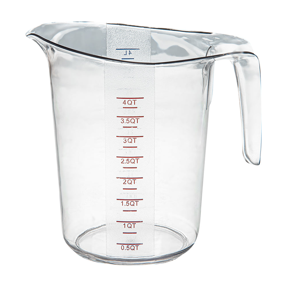 Chef 101 4 qt (16 cups) Clear Plastic Measuring Cup - 9 1/2" x 7 1/4" x 9 1/2" - 10 count box