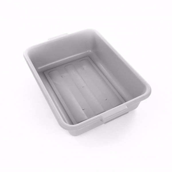 RW Clean Gray Plastic Bus Tub - Easy Grip - 20" x 15" x 5" - 10 count box