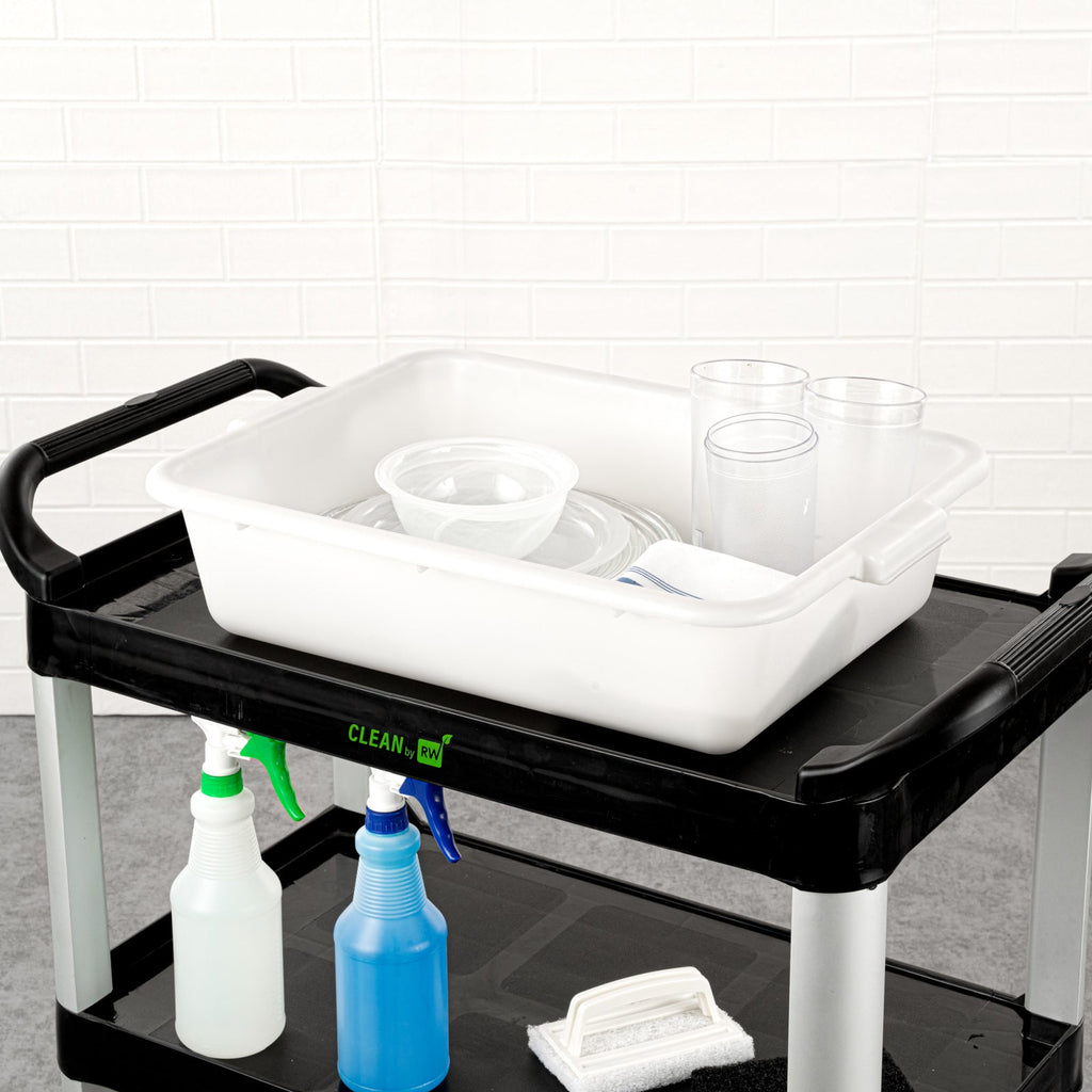 RW Clean White Plastic Bus Tub - Easy Grip - 20" x 15" x 5" - 1 count box