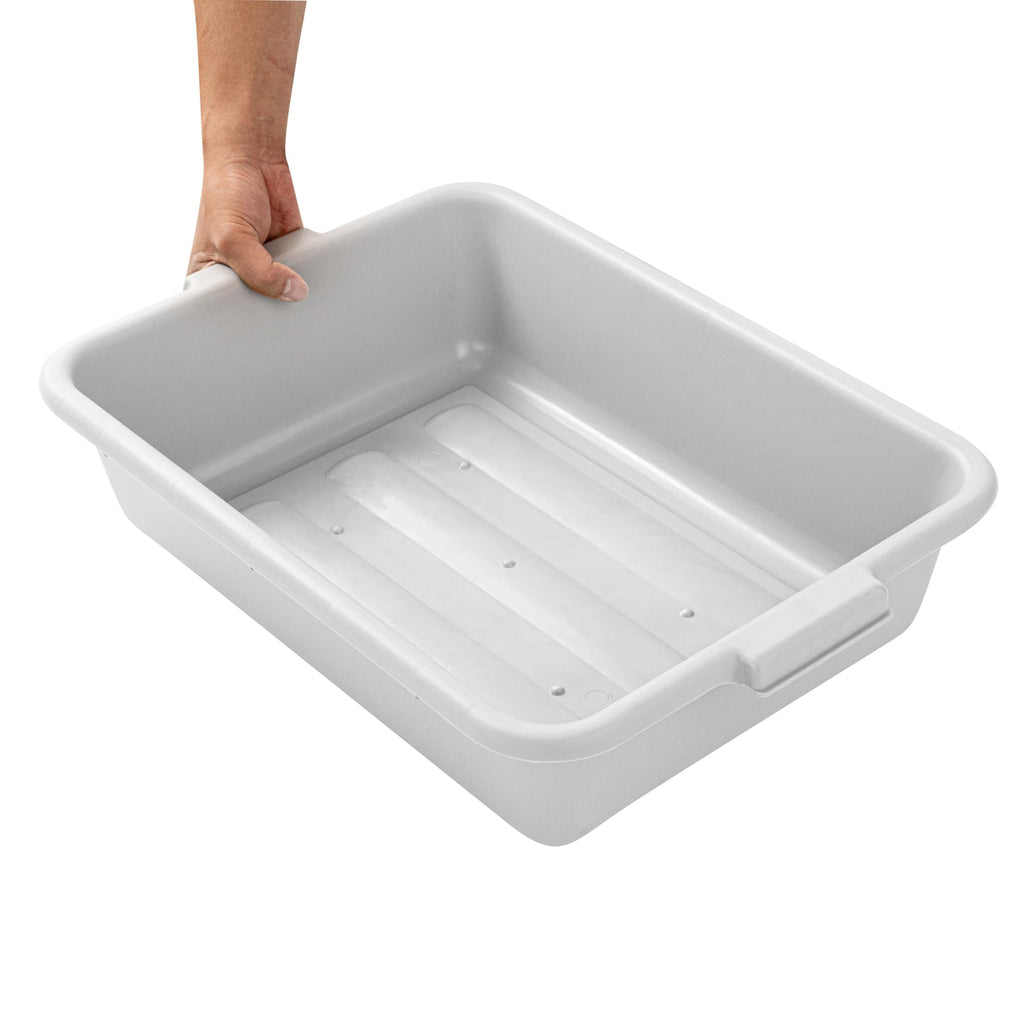 RW Clean White Plastic Bus Tub - Easy Grip - 20" x 15" x 5" - 1 count box