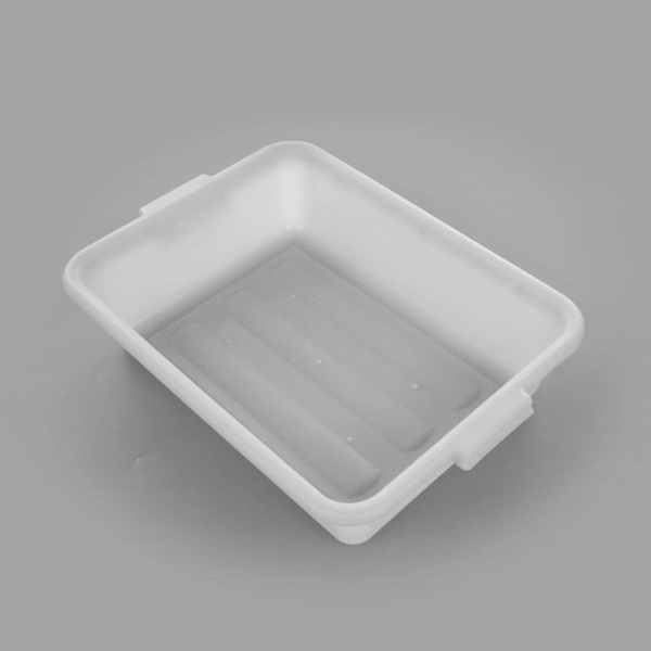RW Clean White Plastic Bus Tub - Easy Grip - 20" x 15" x 5" - 1 count box