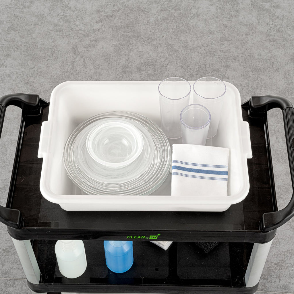 RW Clean White Plastic Bus Tub - Easy Grip - 20" x 15" x 5" - 1 count box