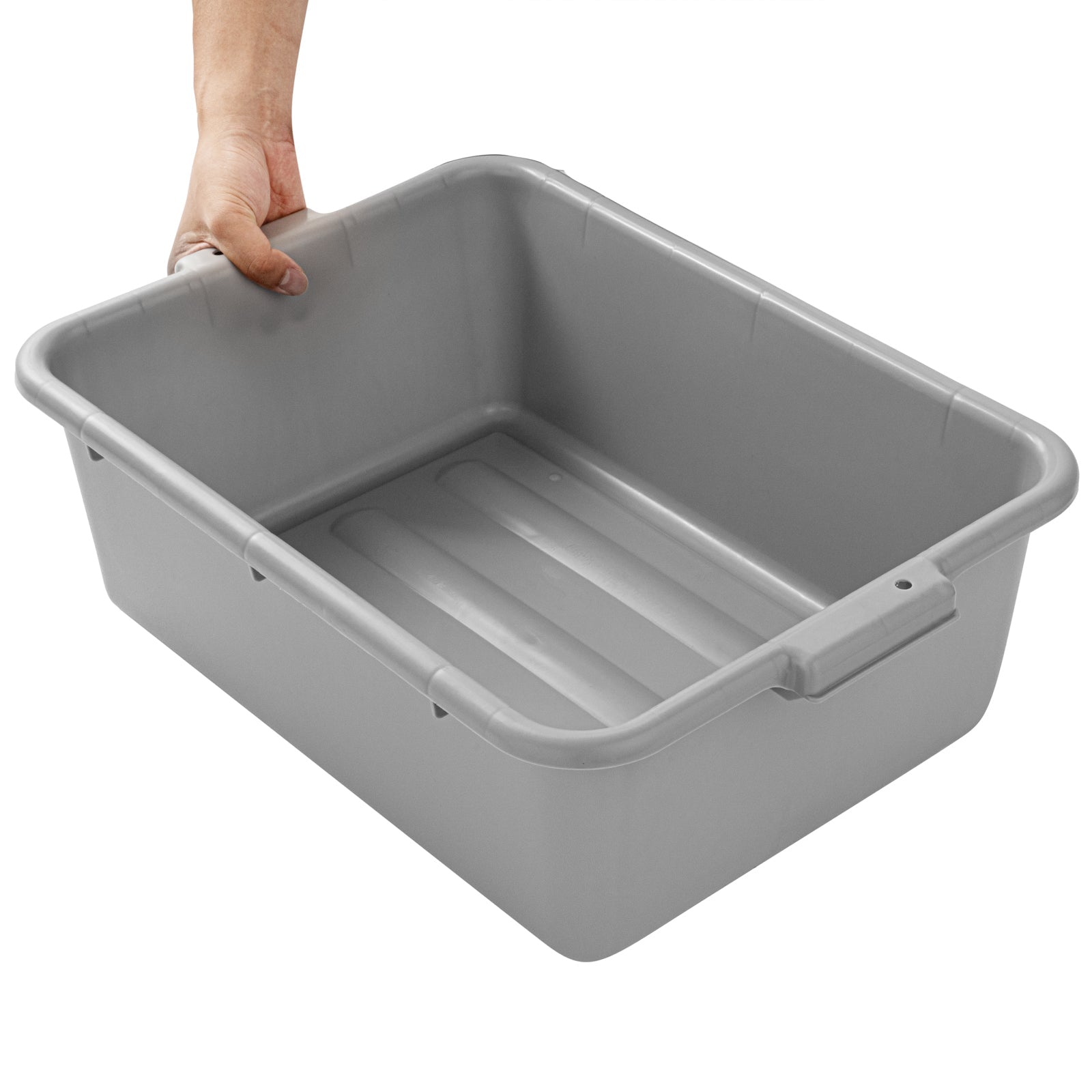 RW Clean Gray Plastic Bus Tub - Deep, Easy Grip - 20" x 15" x 7" - 1 count box