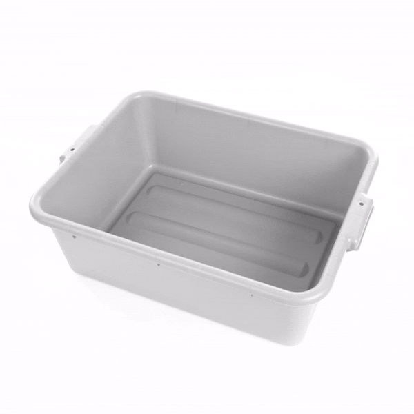 RW Clean Gray Plastic Bus Tub - Deep, Easy Grip - 20" x 15" x 7" - 1 count box