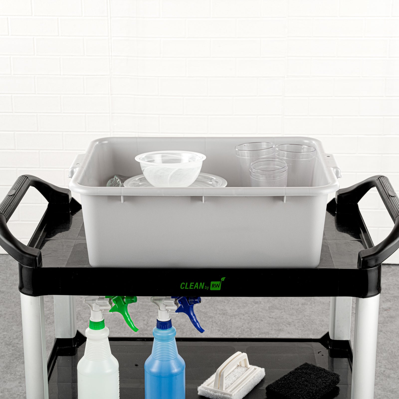 RW Clean Gray Plastic Bus Tub - Deep, Easy Grip - 20" x 15" x 7" - 1 count box