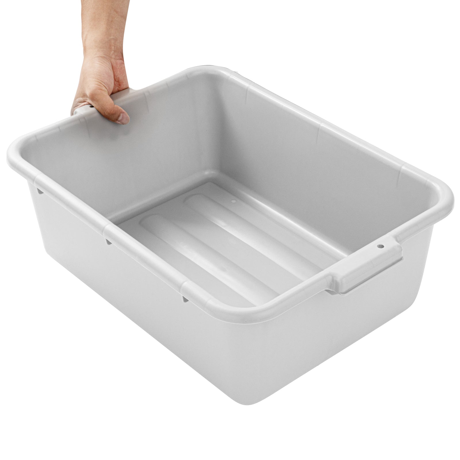 RW Clean White Plastic Bus Tub - Deep, Easy Grip - 20" x 15" x 7" - 10 count box