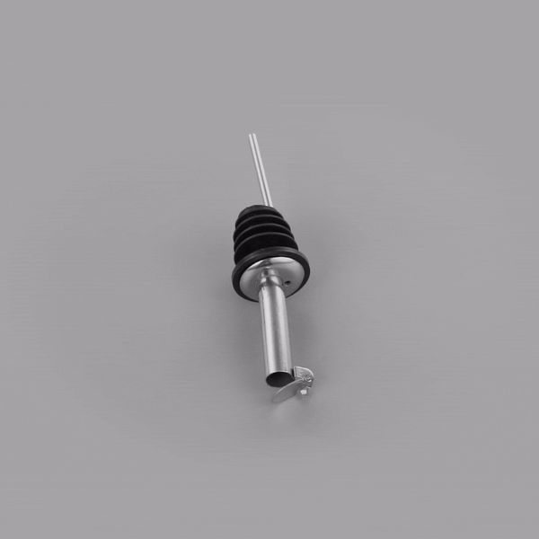 Bar Lux Stainless Steel Liquor Pourer - with Flip Cap - 4 1/4" x 1" x 1" - 1 count box