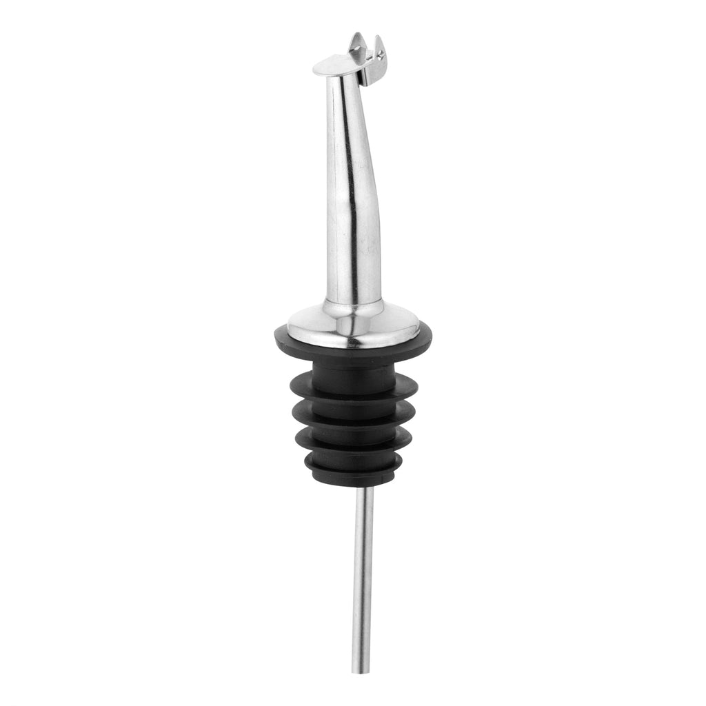 Bar Lux Stainless Steel Tapered Liquor Pourer - with Flip Cap - 4 1/4" x 1" x 1" - 1 count box
