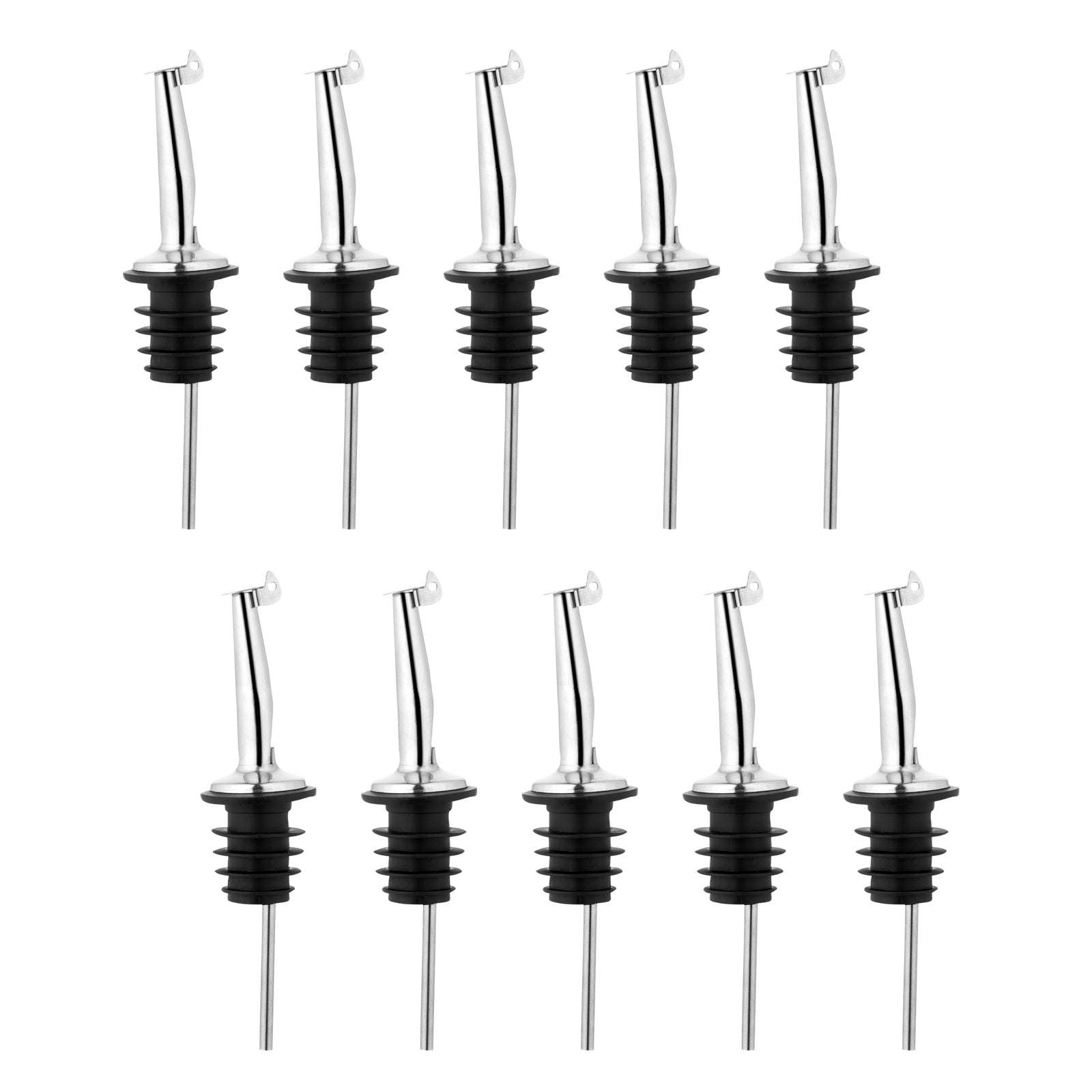 Bar Lux Stainless Steel Tapered Liquor Pourer - with Flip Cap - 4 1/4" x 1" x 1" - 1 count box