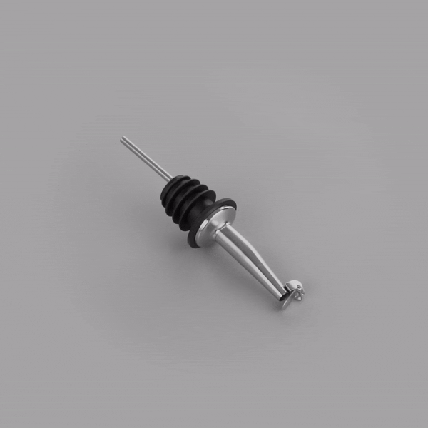 Bar Lux Stainless Steel Tapered Liquor Pourer - with Flip Cap - 4 1/4" x 1" x 1" - 10 count box