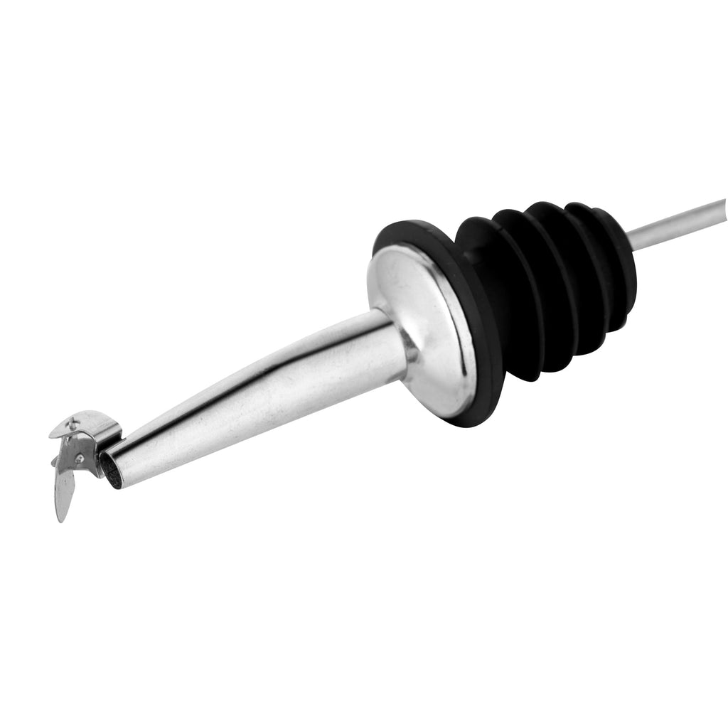 Bar Lux Stainless Steel Tapered Liquor Pourer - with Flip Cap - 4 1/4" x 1" x 1" - 10 count box