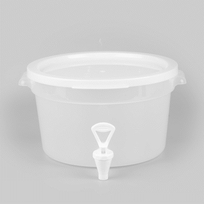 Bev Tek 3 gal Round Clear Plastic Beverage Dispenser - 12 1/2" x 12 1/2" x 8 3/4" - 1 count box