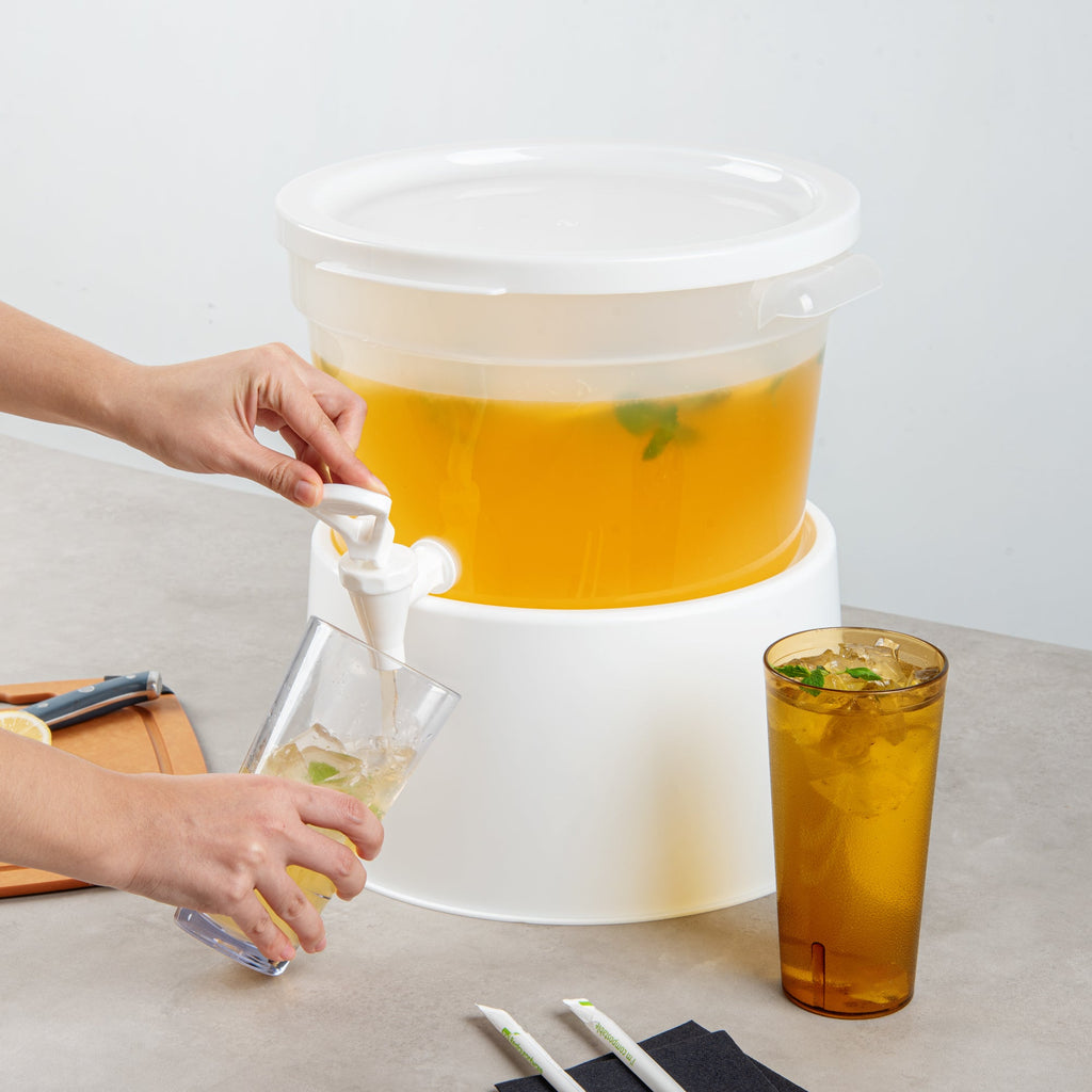 Bev Tek 3 gal Round Clear Plastic Beverage Dispenser - 12 1/2" x 12 1/2" x 8 3/4" - 1 count box