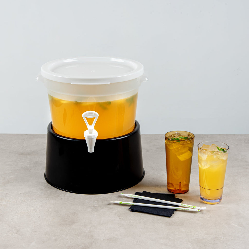 Bev Tek 3 gal Round Clear Plastic Beverage Dispenser - 12 1/2" x 12 1/2" x 8 3/4" - 1 count box