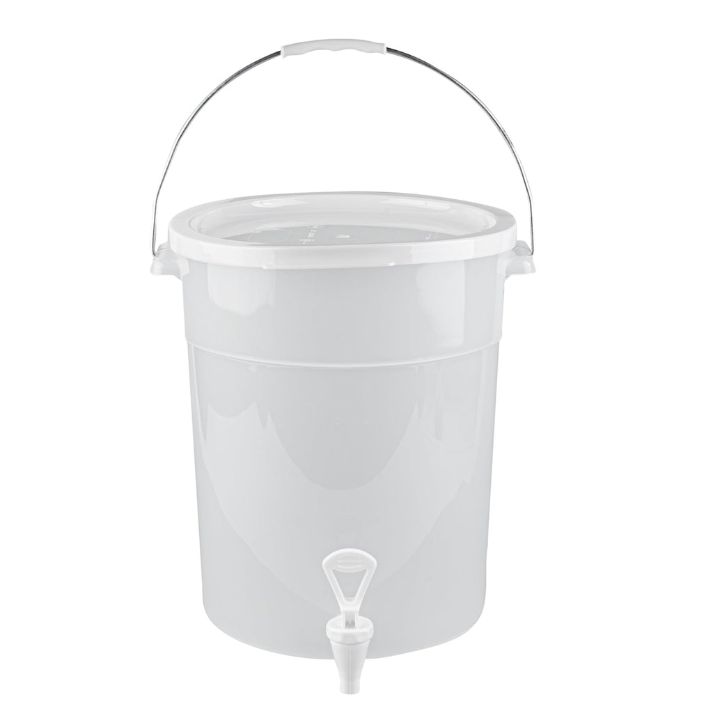 Bev Tek 6 gal Round Clear Plastic Beverage Dispenser - 12 1/4" x 12 1/4" x 15" - 1 count box