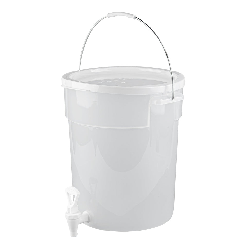 Bev Tek 6 gal Round Clear Plastic Beverage Dispenser - 12 1/4" x 12 1/4" x 15" - 1 count box
