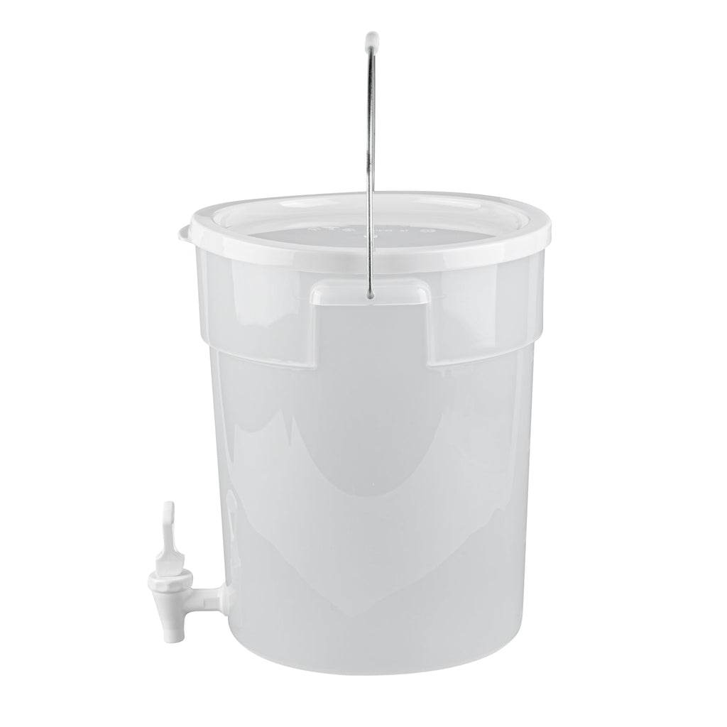 Bev Tek 6 gal Round Clear Plastic Beverage Dispenser - 12 1/4" x 12 1/4" x 15" - 1 count box
