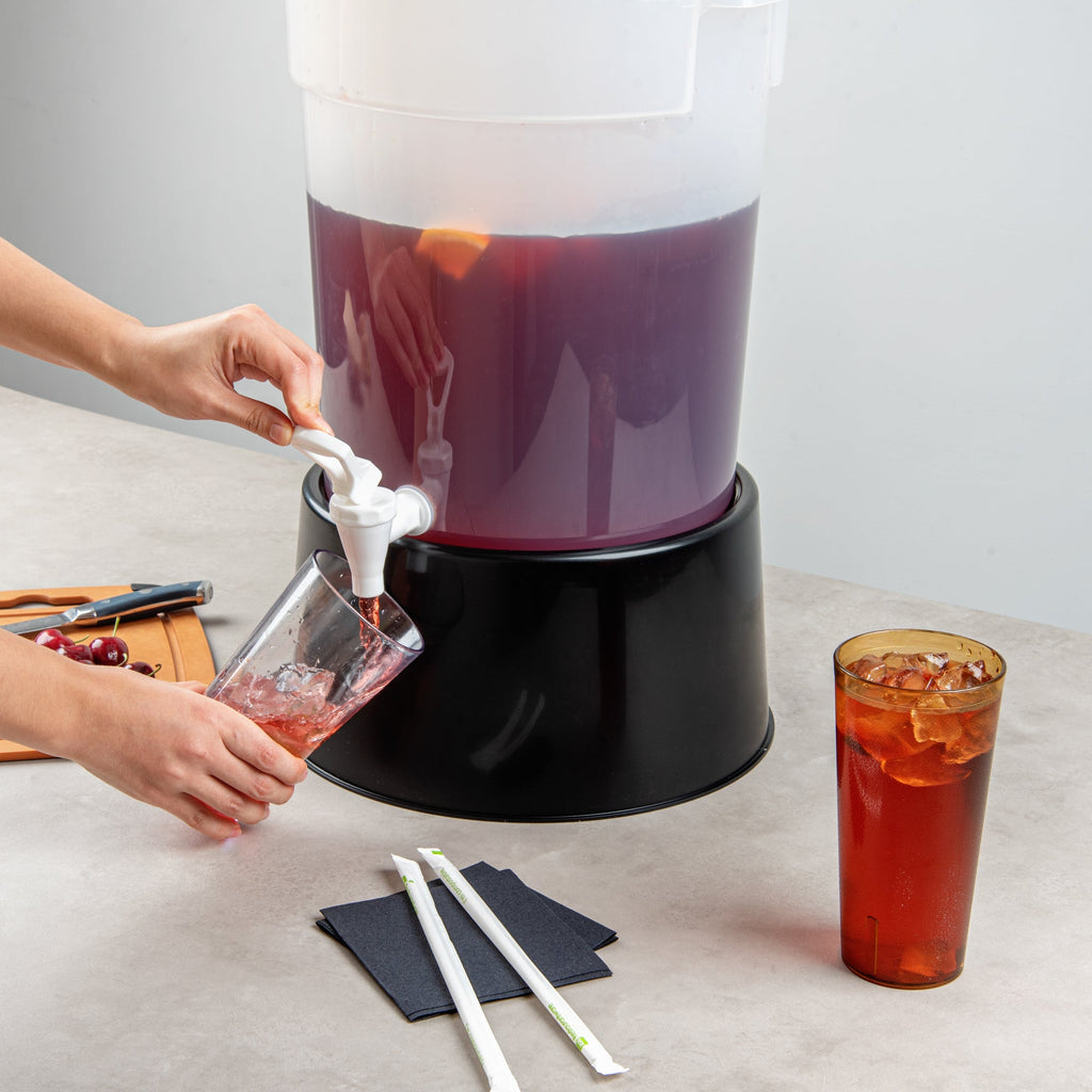 Bev Tek 6 gal Round Clear Plastic Beverage Dispenser - 12 1/4" x 12 1/4" x 15" - 1 count box